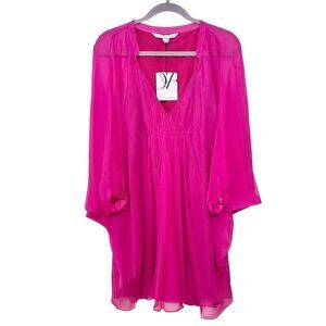 Diane Von Furstenberg Silk Chiffon Mini Dress Party Cocktail Size 4 New Pink